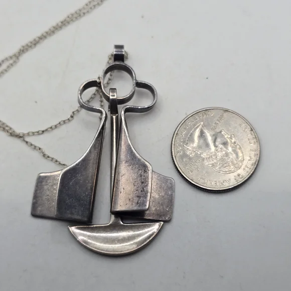 Vintage David Andersen Abstract Modern Sterling Silver Pendant Necklace - Picture 5 of 7